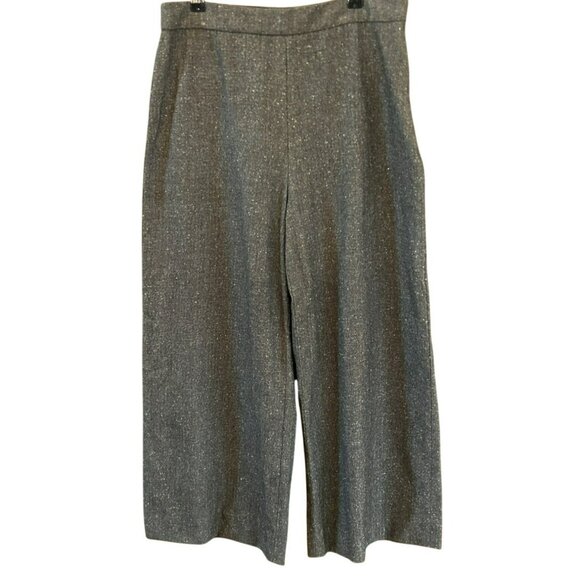Rebecca Taylor Women's Gray Wool Silk Blend Cropped Wide Leg Pants Size 10 - Picture 1 of 8